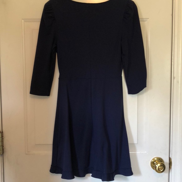 Express 3/4 sleeve, ruffle/flutter mini dress - Picture 3 of 5